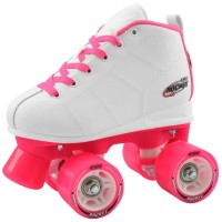 Crazy Skates Rocket Roller Skates for Girls | A Great Beginner Skate with Supportive Fit and Smooth Braking | White and Pink   